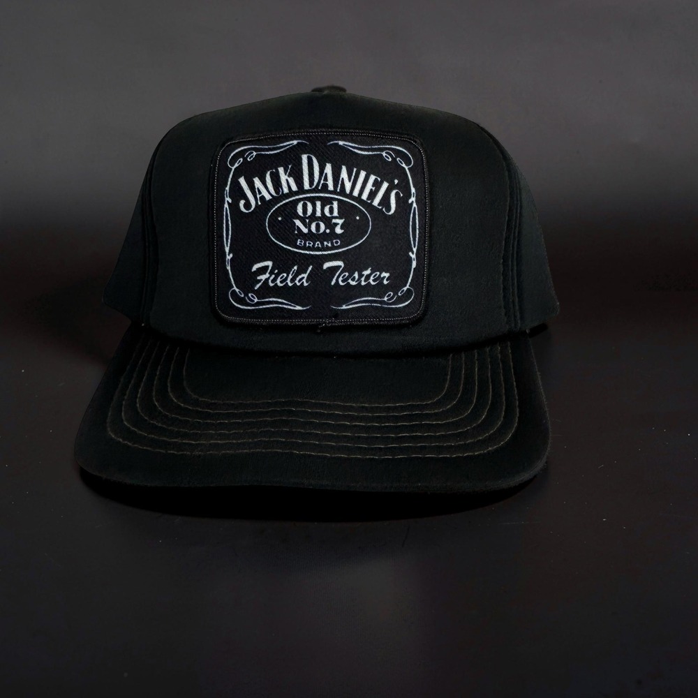 Vintage 90s Jack Daniels Trucker Hat FieldTester Patch‎ Snapback.